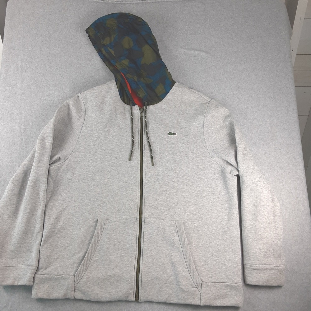 Lacoste Hybrid Military Camo Hooded Full Zip Hoodie Fleece Jacket Jogger 2xl